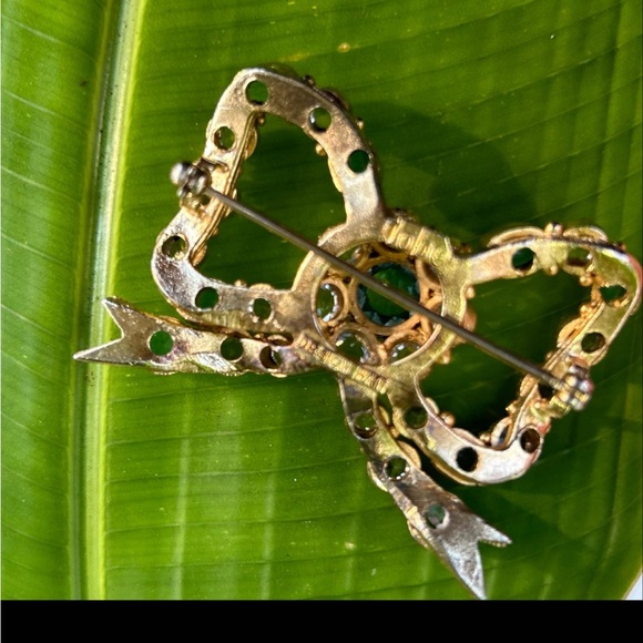 Vintage 1940’s HOBE clusters blue & white crystal bow tie brooch pin - Picture 5 of 10